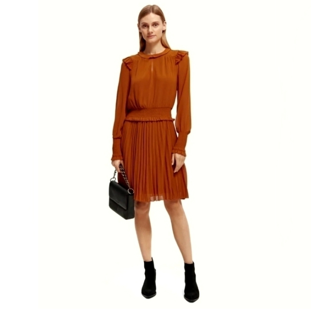 Rag & bone long sleeve smocked mini dress pumpkin medium NWT - Picture 4 of 9